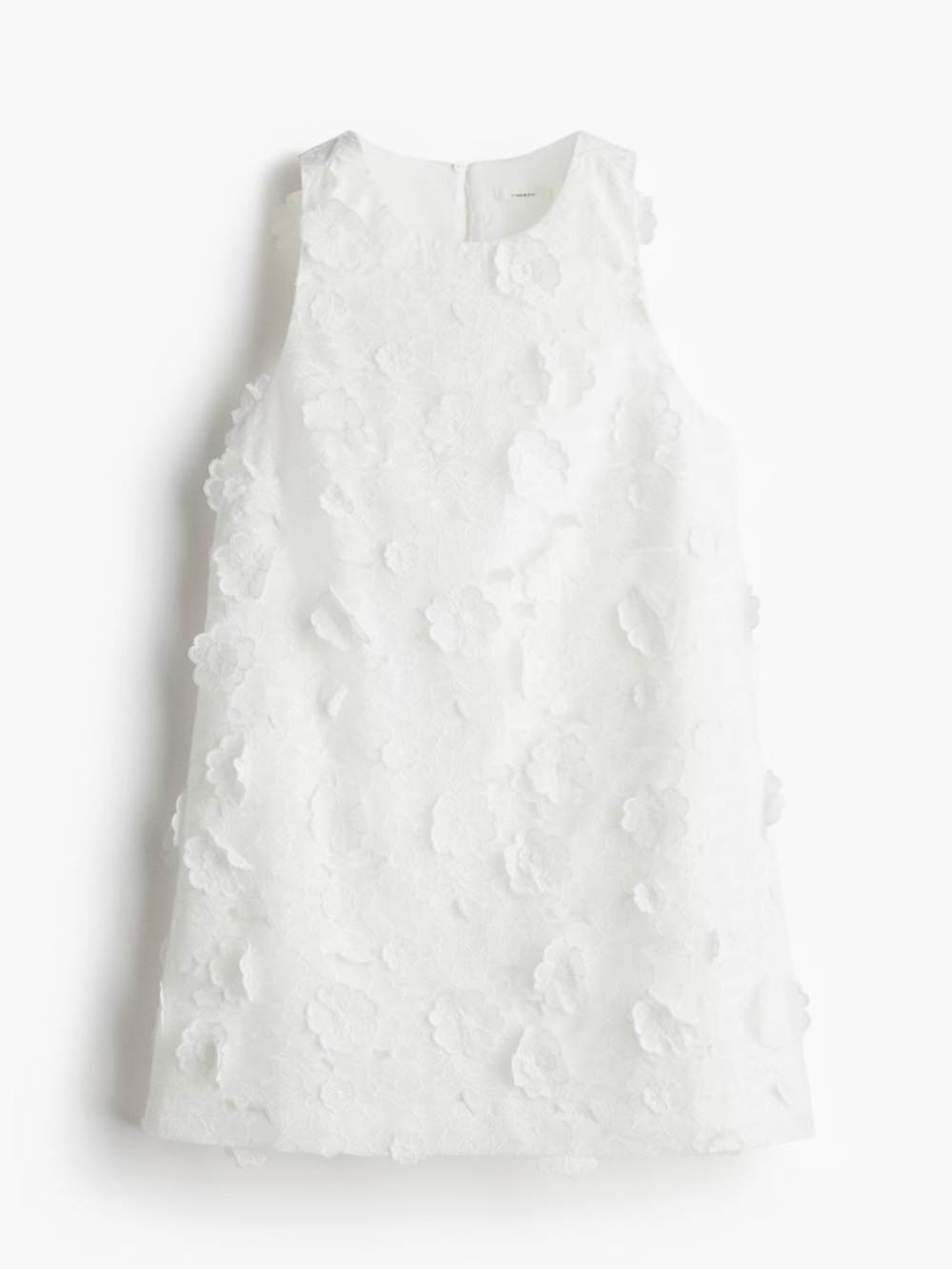 H&M White Floral Appliqué Mini Dress